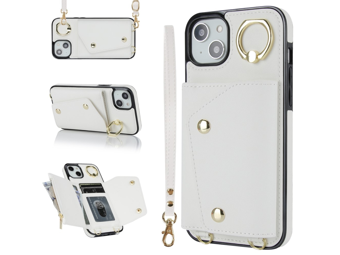 Capa Para Iphone 14 Plus Pele Sintética Branco