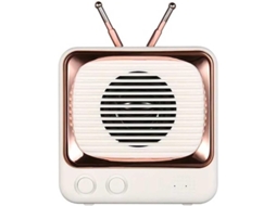 CAIXA de som Bluetooth retrô YURU, portátil, rádio FM, bateria 900mAh, branca