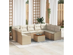Vidaxl Conjunto De Sofá De Jardim 10 Unid. Bege E Creme Vime Pe