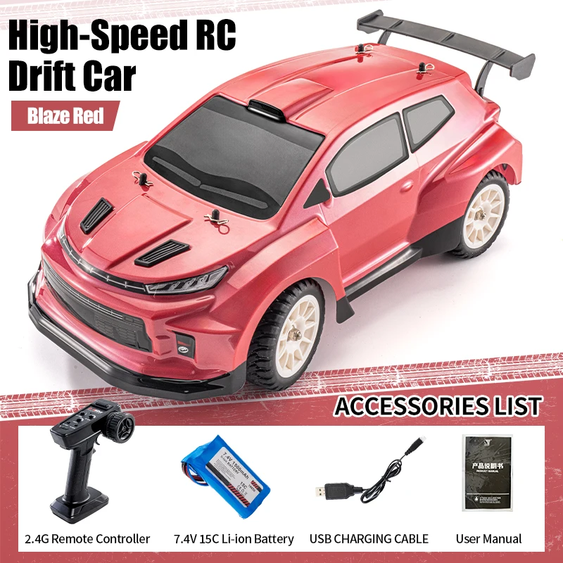 (vermelho) Carro De Controle Remoto 2.4g Em Escala Real Com Tração Nas Quatro Rodas Para Drift E Rally