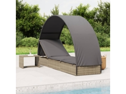 Vidaxl Espreguiçadeira Com Teto Redondo 211x57x140 Cm Vime Pe Cinzento