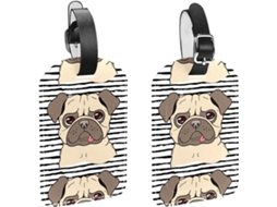 Conjunto De 2 Etiquetas Bagagem Em Couro Sintético Proteger Sua Privacidade Design Bulldog