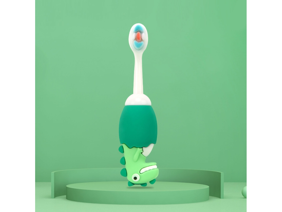 Cepillo De Dientes Para Niños Com Cerdas Suaves E Design Cartoon Limpeza Profunda Remoção De Manchas Verde