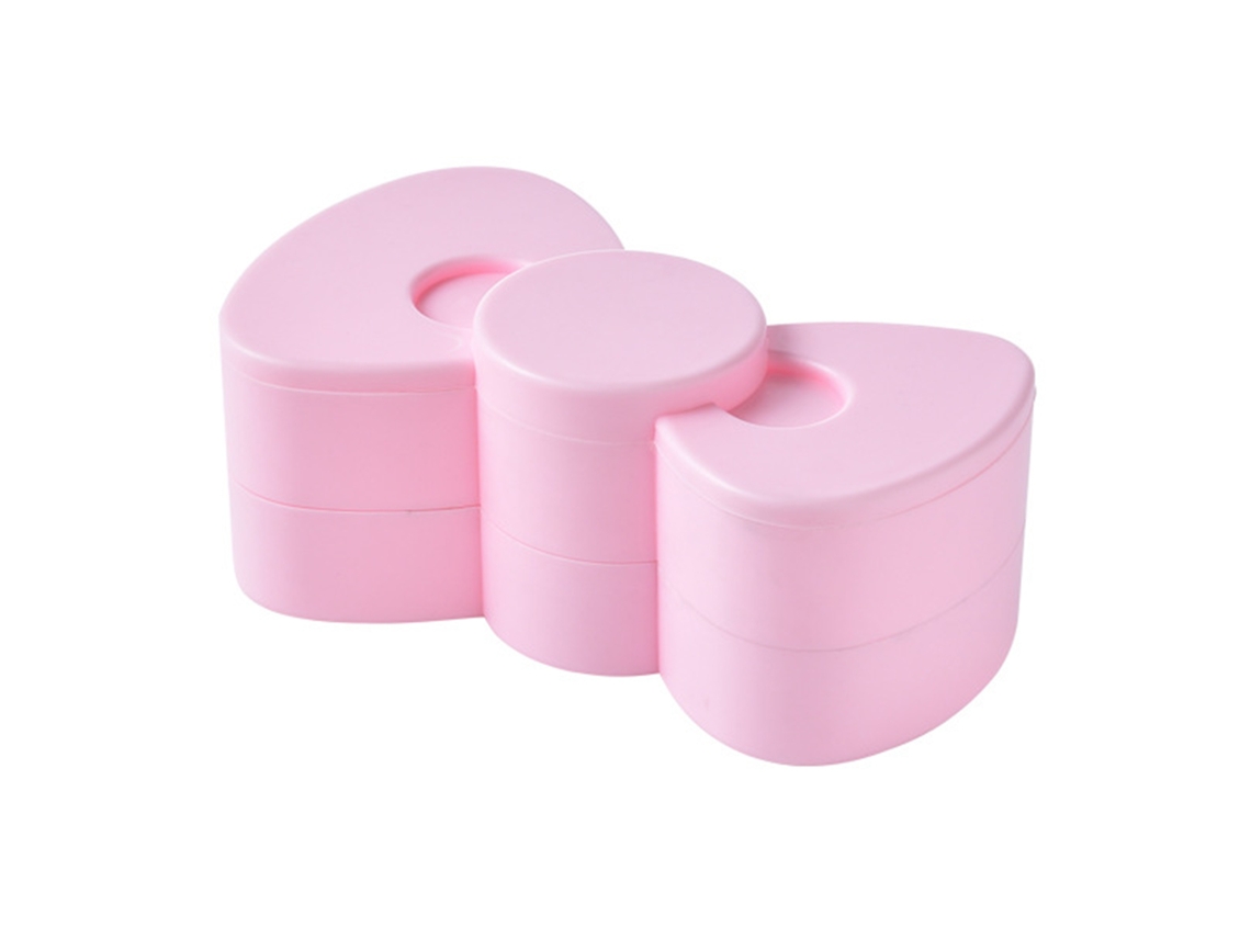 Caixa de Armazenamento de Joalheria S/MARCA rotativa de duas camadas com laço rosa para brincos e anéis