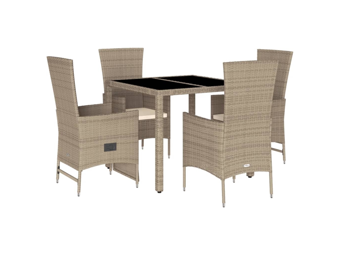 Maison Exclusive - 5 Pcs Conjunto De Jantar P/ Jardim Com Almofadões Vime Pe Bege
