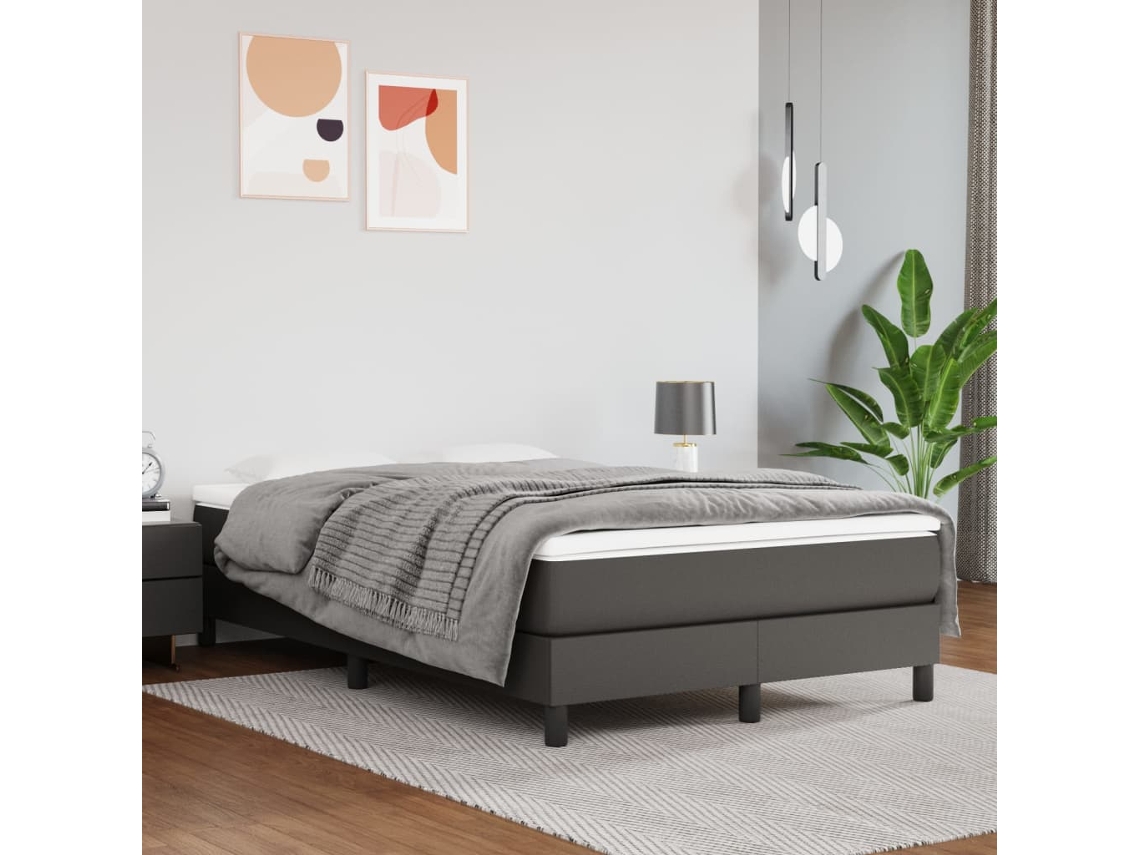Estrutura De Cama 120x200 Cm Couro Artificial Cinzento