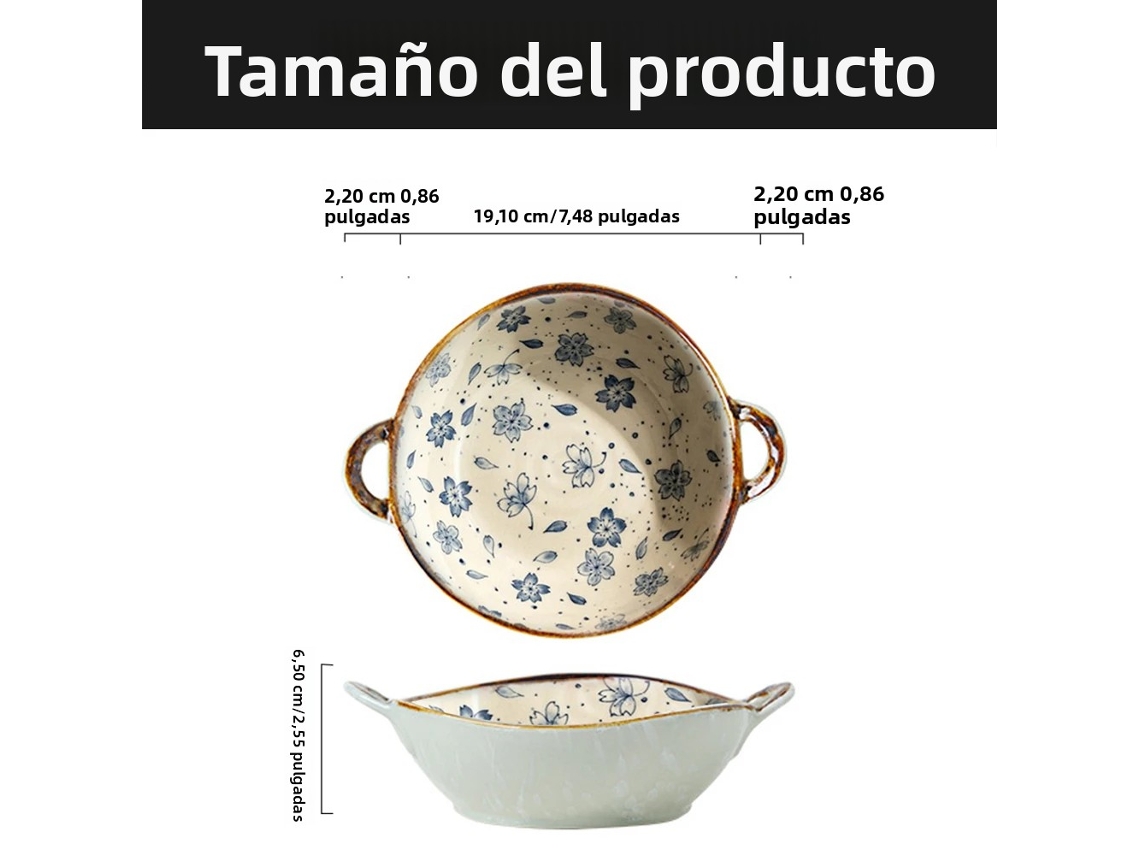 Tigela de Sopa Japonesa de Cerâmica de 7,5 Polegadas com Alça, Adequada para Uso Doméstico e no Micro ondas. MDUG (estilo A)