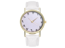 Reloj De Pulsera De Cuarzo Analógico Con Correa De Pu Simple Dial Redondo Zhoulianfa (blanco)