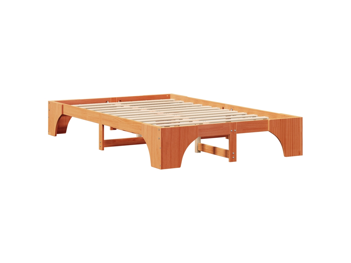 Conjunto 1 Estrutura Da Cama Vidaxl Castanho Madeira De Pinho Maciça (120 X 200 Cm)