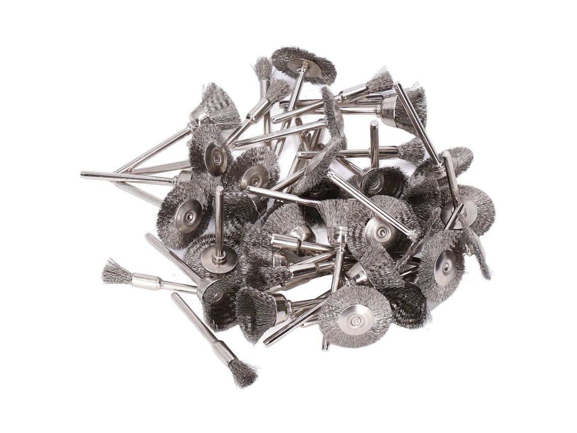 Set De 60 Cepillos De Alambre De Acero Inoxidable Con Mango De 3mm, 3 Formas Para Polir Y Limpiar Polvo