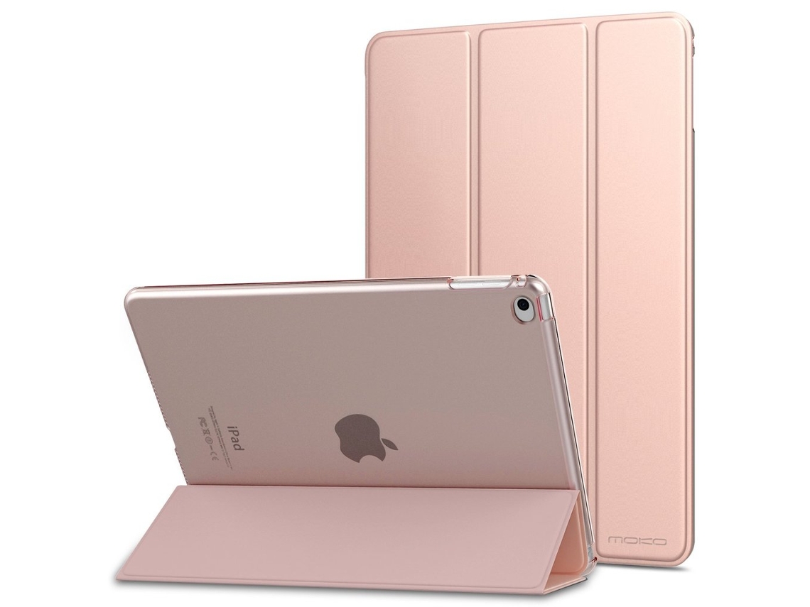 Capa Tripla Transparente Em Pu E Pc Compatível Com Ipad 6/air 2 - Ouro Rosa