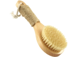 Escova De Banho Madeira Antiderrapante, Curta 20cm, Escova Esfoliante Corporal Com Cerdas Naturais De Javali Para