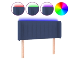 Cabeceira de Cama com Luzes Led Tecido Azul MAISON EXCLUSIVE (93x16x78 cm)
