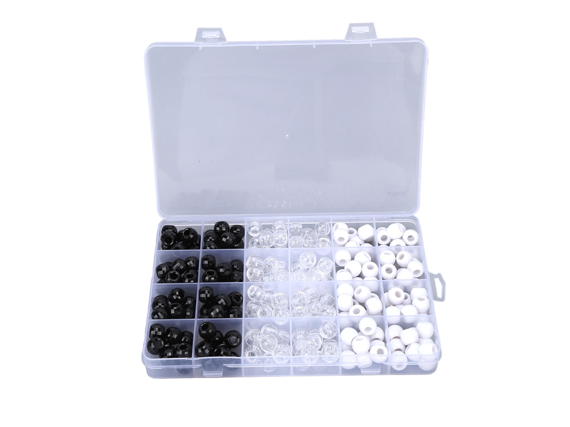 2026 240pcs Perlas de Tubo para Trenzas de Rastafari Negras Blancas Transparentes de Plástico