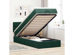 Estrutura De Cama Otomana Vidaxl Com Colchão Verde Escuro Veludo