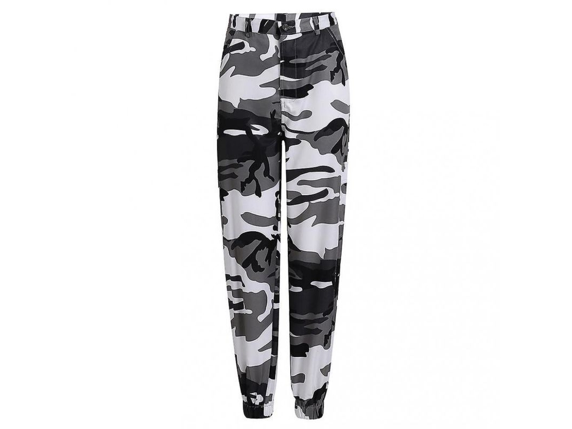 Pantalones Cargo Camuflaje Mujer Estilo Hip Hop Baggy Con Bolsillos Elásticos En Ankle Tallas S-3xl S Gris