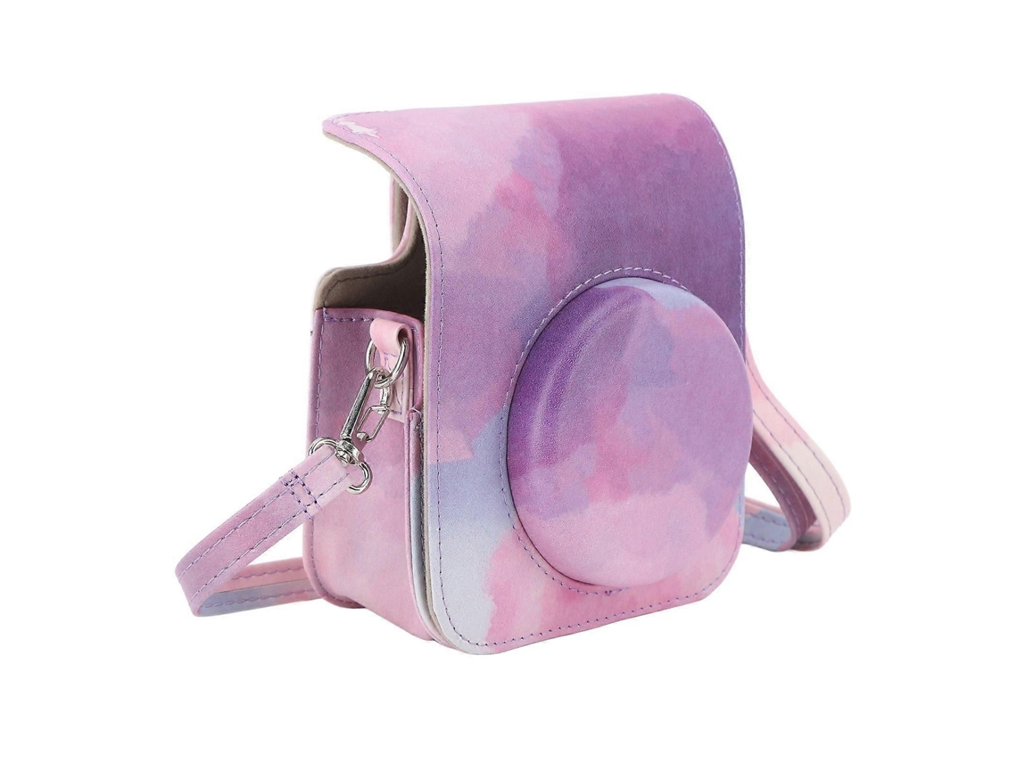 Bolsa Protetora Para Mini Câmera Instantânea, Estojo De Pu Com Alça De Ombro Ajustável, Compatível Com A Câmera Fujifilm Instax Mini 12, Rosa-choque.