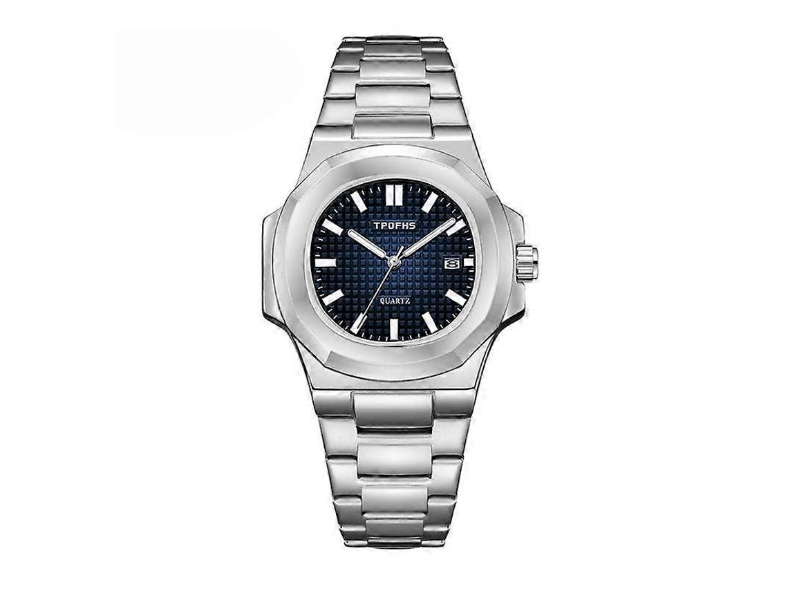 Relógio Masculino Tpofhs Com Calendário Simples E Pulseira De Aço Luminosa.