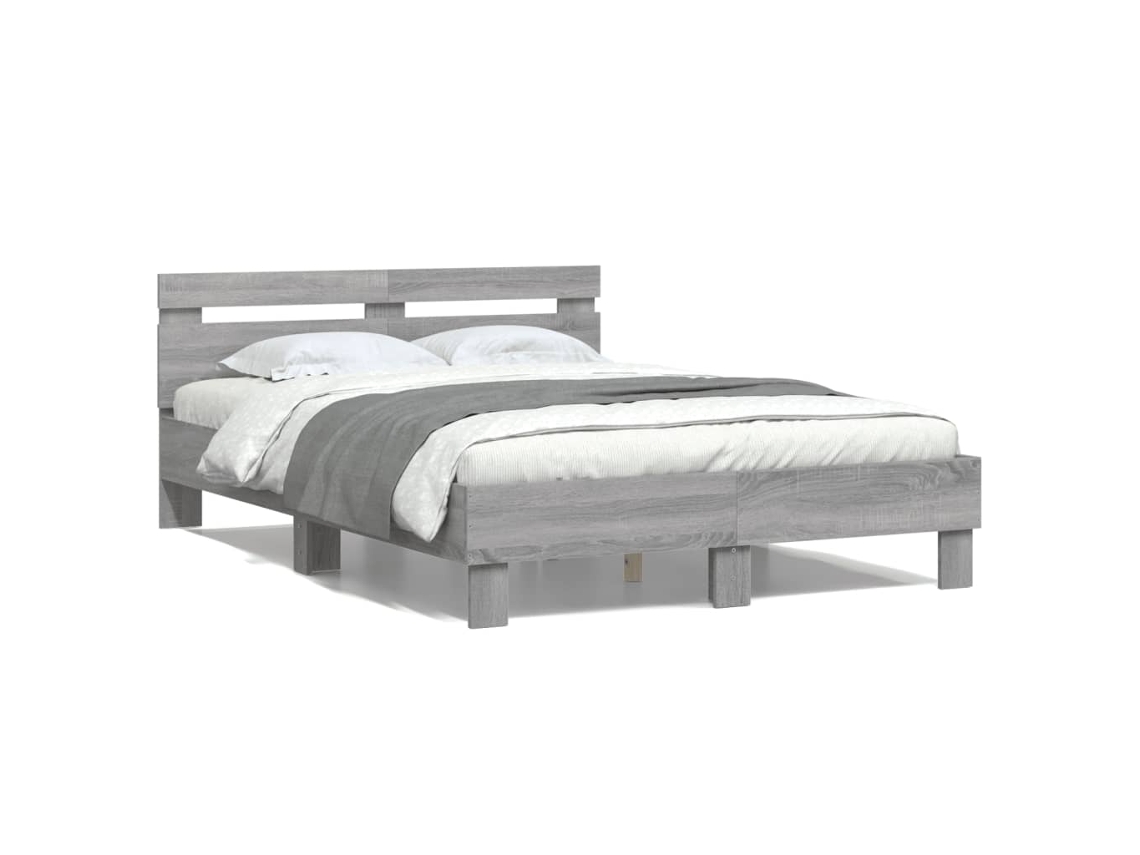 Bed Frame, Bed Frames Vidaxl Cinzeto Madeira Processada (120 X 200 Cm)