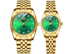 Lurelia Relógio De Pulso, Movimento De Quartzo, Detalhes Com Strass, Aço Inoxidável, Verde
