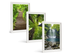 Conjunto De Pinturas Caminho, Floresta, Cachoeira, Vegetação Espelharte (3 Peças 40x60 Cm)