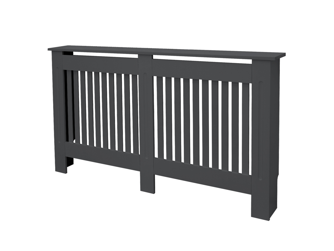 Cobertura do radiador ECD Germany 152x19x82cm MDF lacado antracite MDF com design de ripas