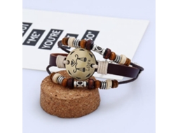 Pulseira De Couro Pu Com Padrões De Zodíaco E Pérolas Estilo Euramericano Unissex