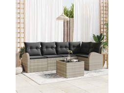 Vidaxl Conjunto De Sofá De Jardim 6 Unid. Cinzento-claro Vime Pe