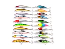 Kit 20 Iscas de Pesca com Anzol Triplo Olhos 3d