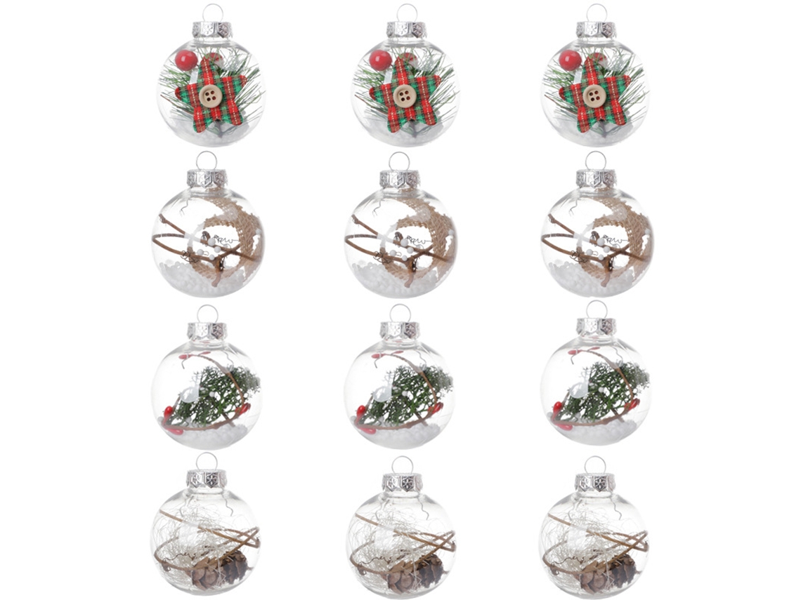 Conjunto de 12 Ornamentos de Natal de 6cm para Árvores e Decorações LAXISCREED