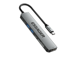 Hub Usb C Essager 60 W Pd 7 Portas Cinza Brilvibera