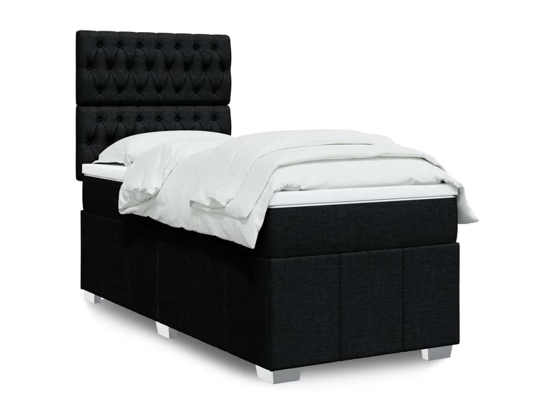Vidaxl Cama Com Molas/colchão 100x200 Cm Tecido Preto