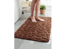 Tapete de Banheiro com Estampa de Pedra (1 Peça), de Rápida Absorção, Antiderrapante e Lavável. MDUG (cor Café)