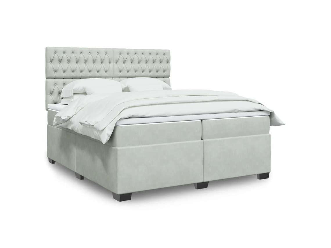Vidaxl Cama Com Molas/colchão 200x200 Cm Veludo Cinzento-claro