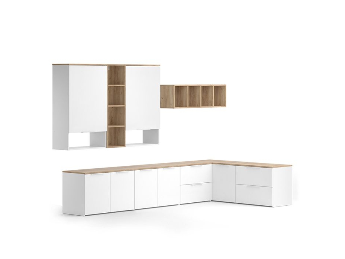 Meuble Paroi Wido, 9 Peças, Branco/sonoma, Vicco