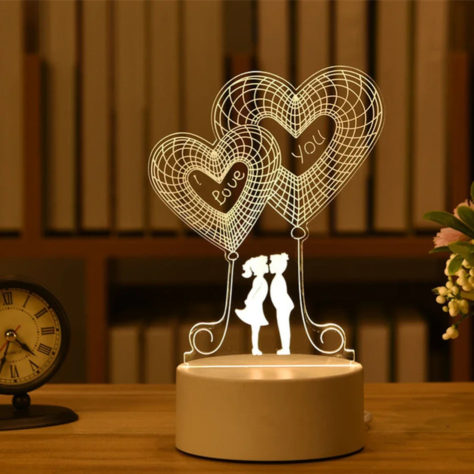 Luminária Noturna Led Usb 3d em Acrílico , Ideal para Decoração de Casa e Quarto. MDUG (7 Cores)