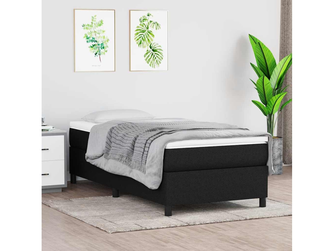 Vidaxl Estrutura De Cama Com Molas 90x190 Cm Tecido Preto