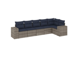 Conjunto de Sofá de Jardim, 6 Peças, Almofadas, Rattan Cinza MAISON EXCLUSIVE
