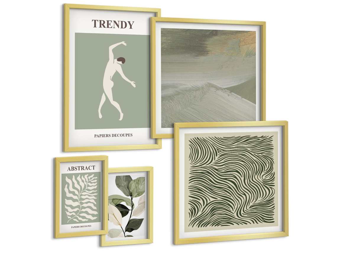 Conjunto De Pinturas Plantas Abstratas Estilosas Espelharte (5 Peças)