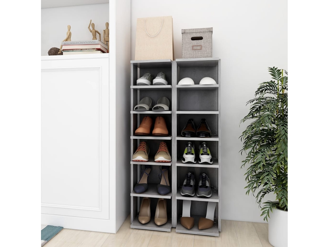 Vidaxl Armários Para Sapatos 2 Pcs 27,5x27x102 Cm Cinzento-cimento