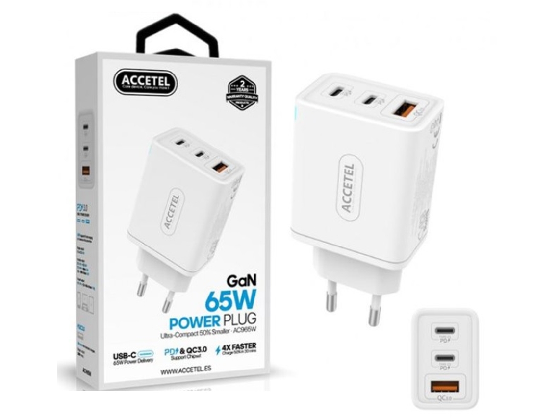 Adaptador Três Entradas Usb Type-C Carregamento ACCETEL Branco