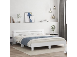 Vidaxl Estrutura De Cama Com Cabeceira E Luzes Led 200x200 Cm Branco
