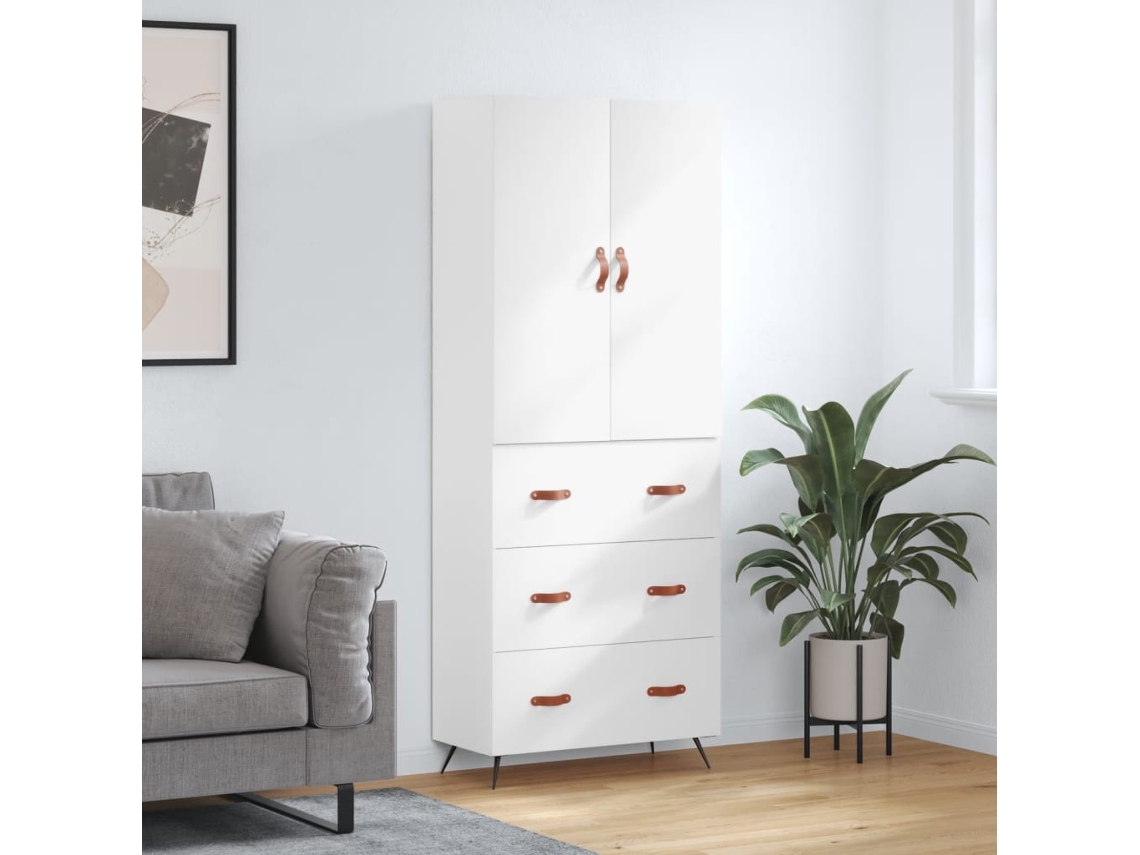 Vidaxl Armário Alto 69,5x34x180 Cm Derivados De Madeira Branco