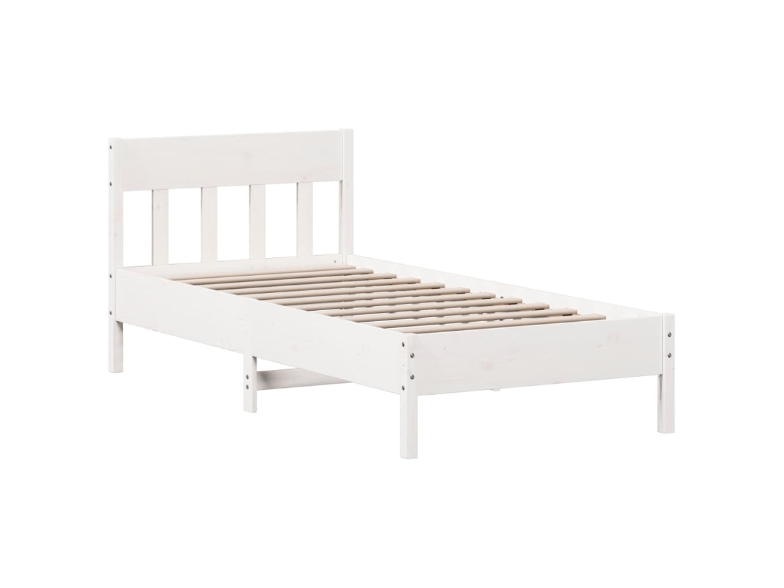 Cama Sem Colchão 90x200 cm Madeira de Pinho Maciça Branco MAISON EXCLUSIVE