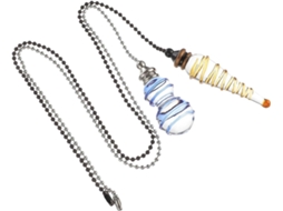 Conjunto De 2 Peças Corrente Para Ventilador Teto Com Cristais Azuis,
