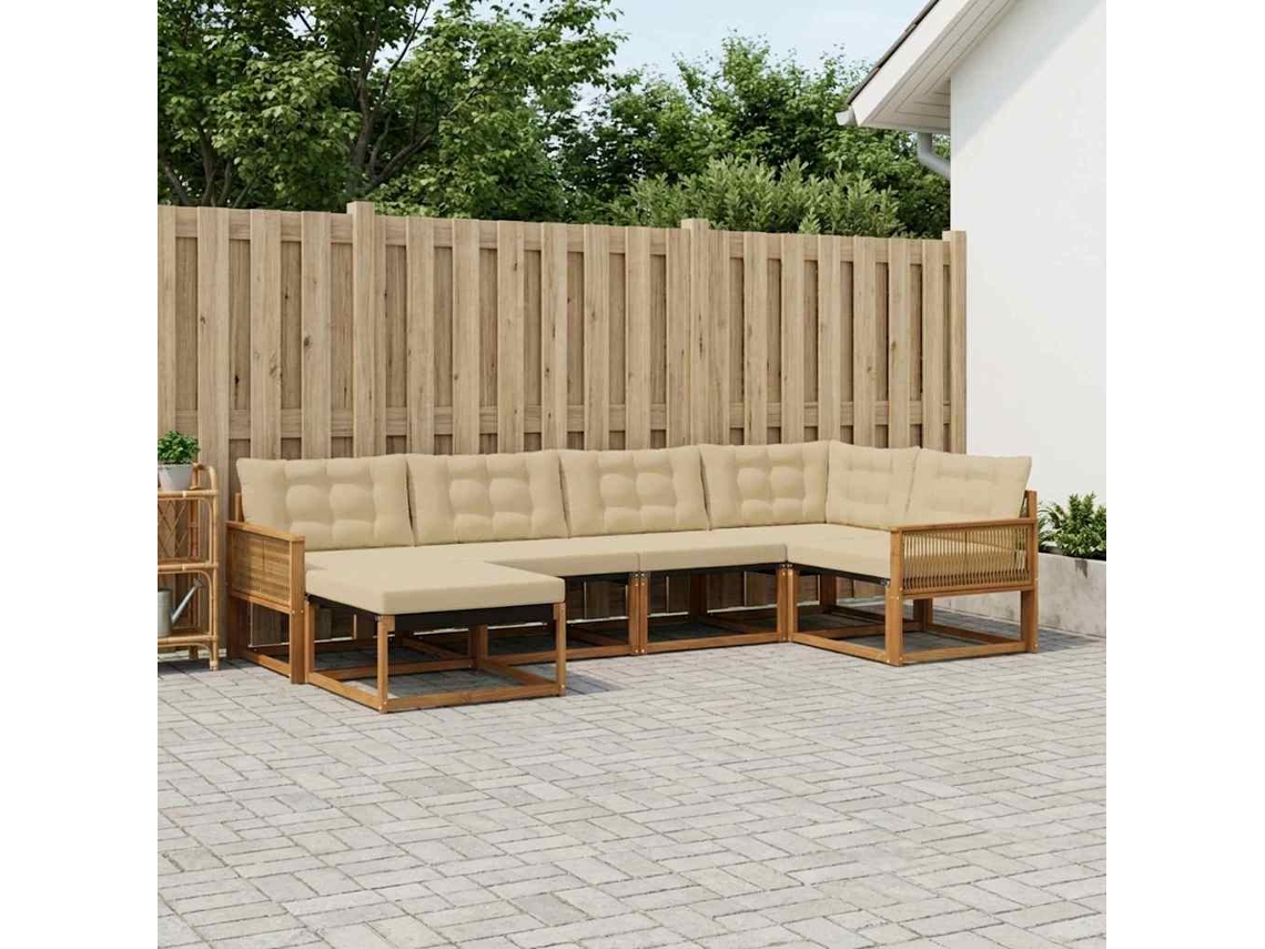 Vidaxl Conjunto De Sofás Para Exterior 6 Unid. Natural E Bege