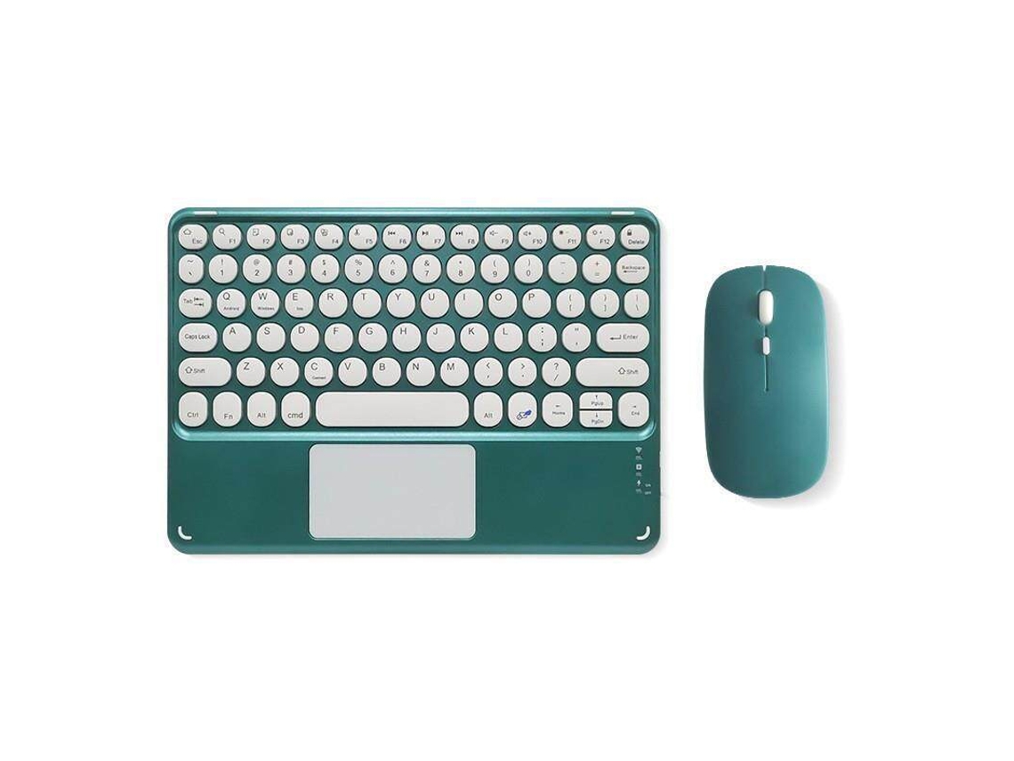 Teclado Eifson Bluetooth Portátil Com Touchpad Teclas Redondas - Layout Em Inglês - Verde Escuro