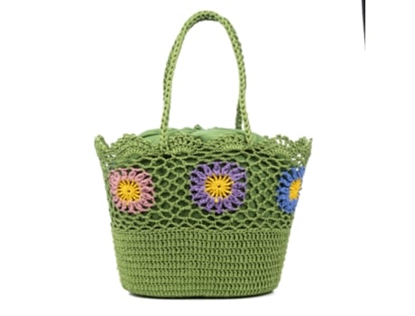 Saco De Ombro De Mulher Iria Quintana Villaga Feita Flores Verde (30)