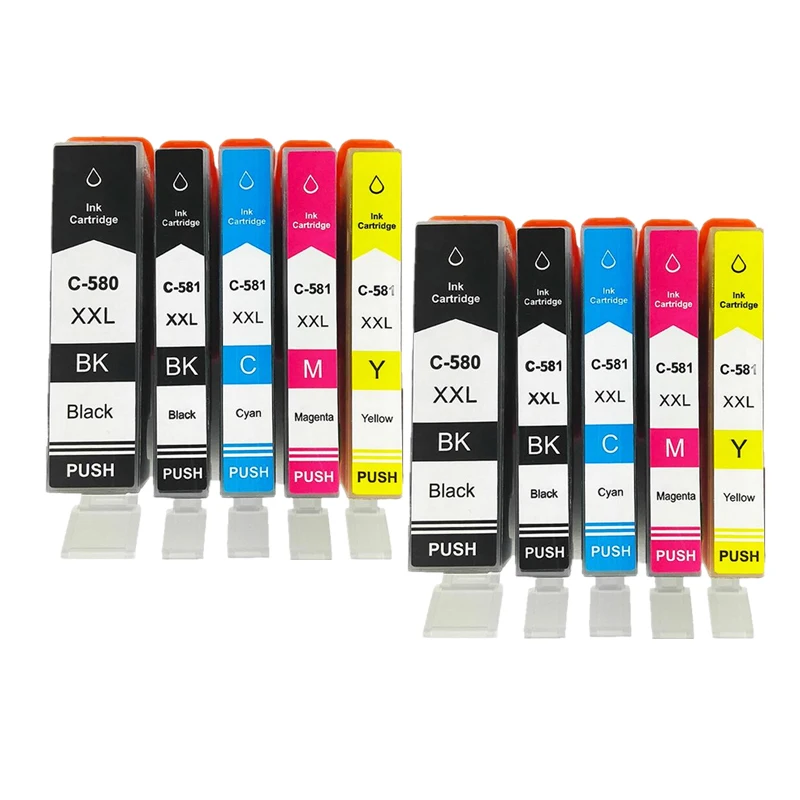 Conjunto de 2 Tinteiros Compatíveis Pgi580 Cli581 Pgi 580 581 para Impressoras Canon Pixma Ts705 Tr7550 Tr8550 Ts6150 Ts6250 Ts8150 Ts8250 MDUG