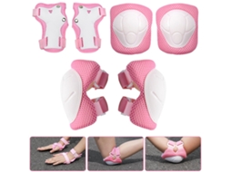 Conjunto 3 em 1 AQUAFORGE, Joelheiras e protetores de pulso rosa para crianças de 3 a 8 anos